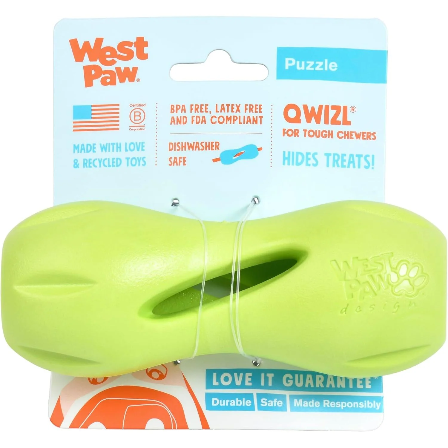 High-End West Paw Zogoflex Qwizl Treat-Dispensing Chew Dog Toy — Small Elegant