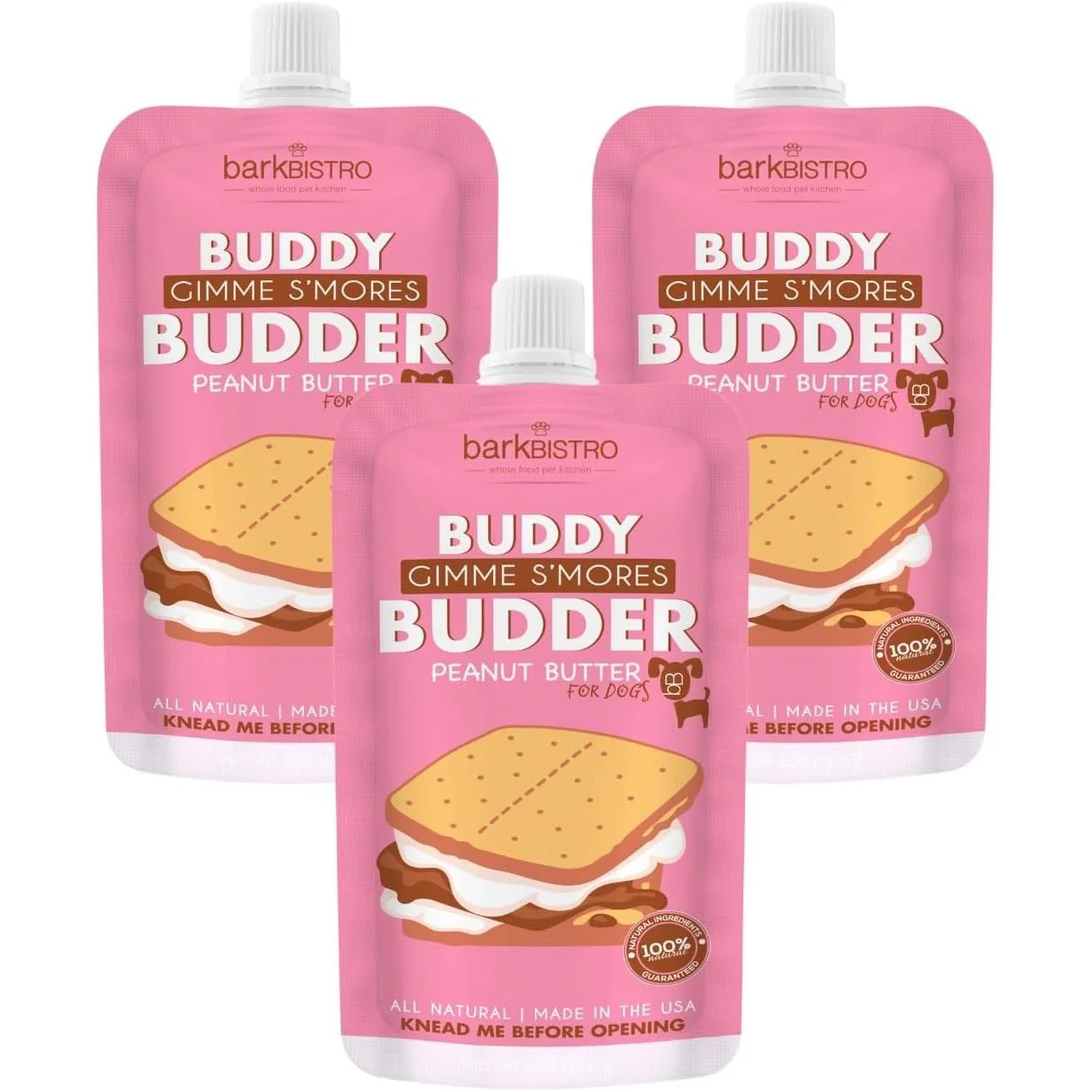 High-Grade Bark Bistro Gimme S'More Buddy Budder Squeeze Packs — Trio 3 x 4 oz Fast