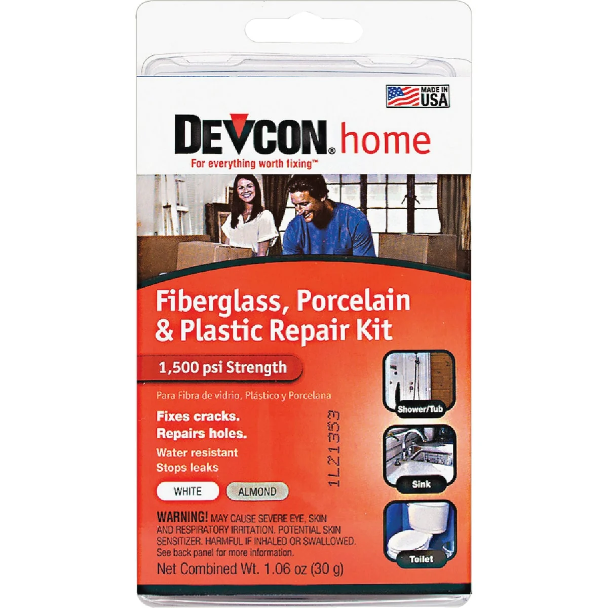 Flexible Devcon 1.06 Oz. Fiberglass Porcelain Plastic Epoxy Repair Kit Refined
