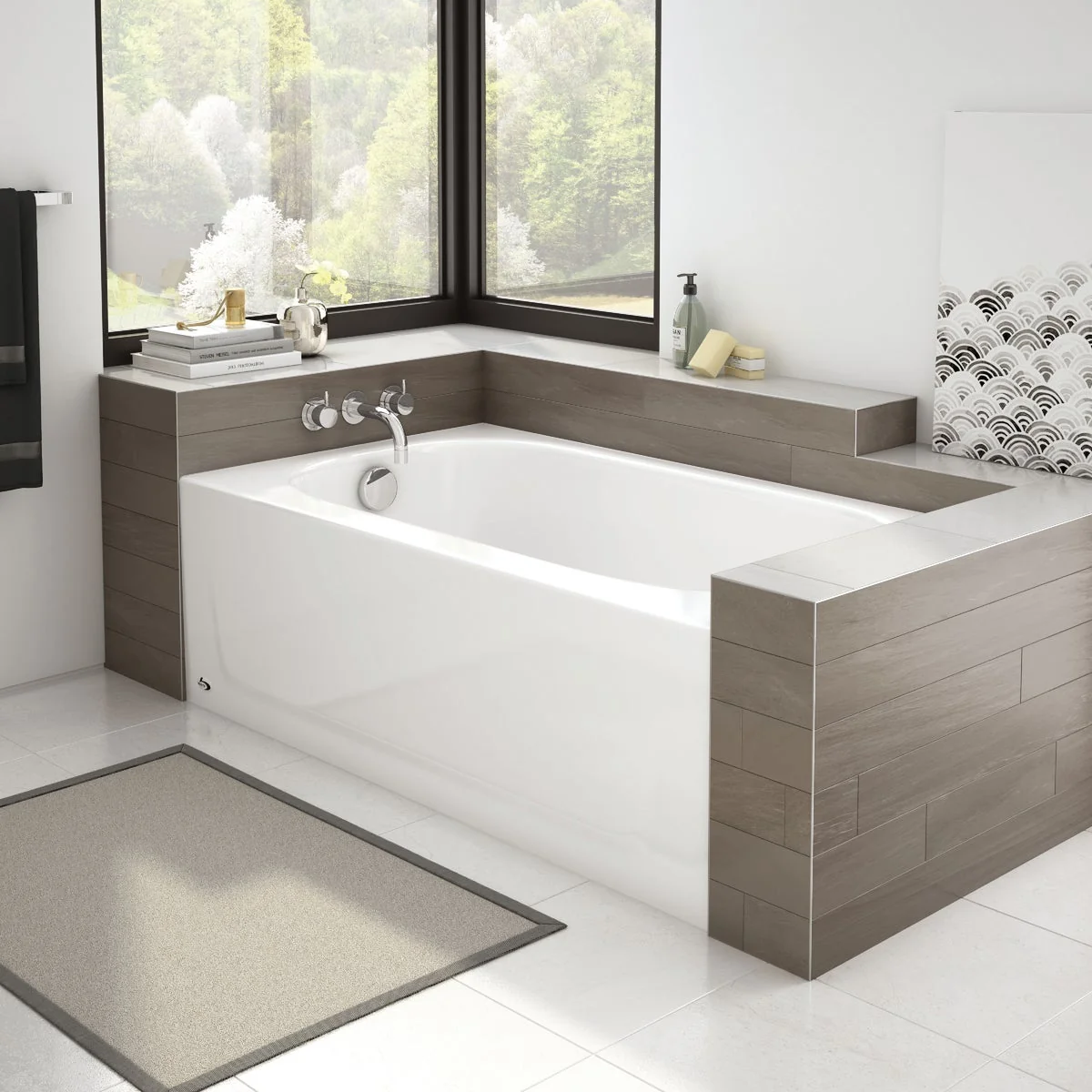 Exceptional Briggs Pendant 54 54 In. L x 30 In. W x 15 In. D Left Drain Bathtub In White Responsible