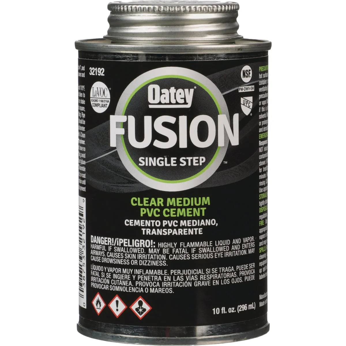 Premium Oatey FUSION 10 Oz. Single-Step Medium Bodied Clear Priming PVC Cement Efficient