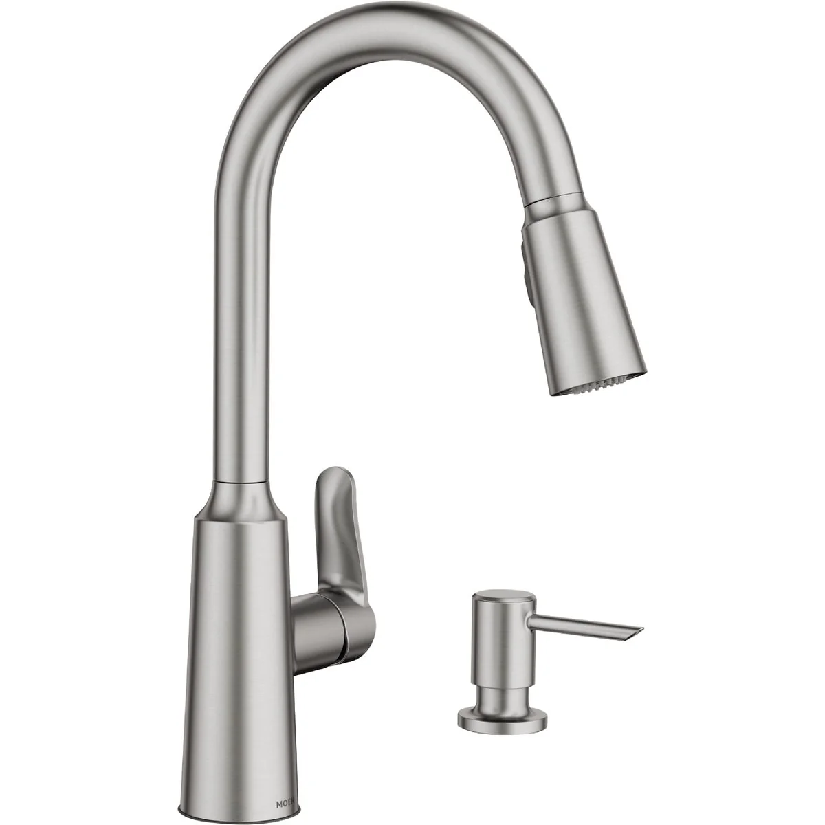 Proven Moen Edwyn Single Handle Pull-Down Kitchen Faucet with Soap Dispenser Stainless Reusable