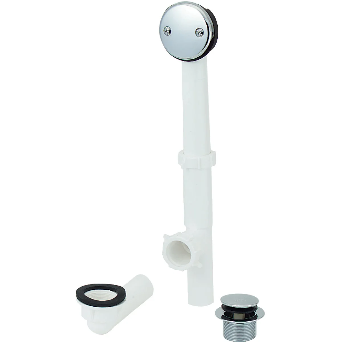 High-Grade Do it Foot Lok Stop Plastic Bath Drain with Polished Chrome Trim Premium