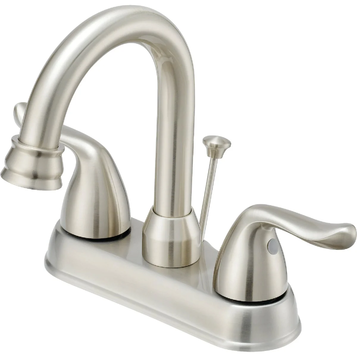 Lightweight Home Impressions Brushed Nickel 2-Handle Lever 4 In. Centerset Hi-Arc Bathroom Faucet with Pop-Up Quality