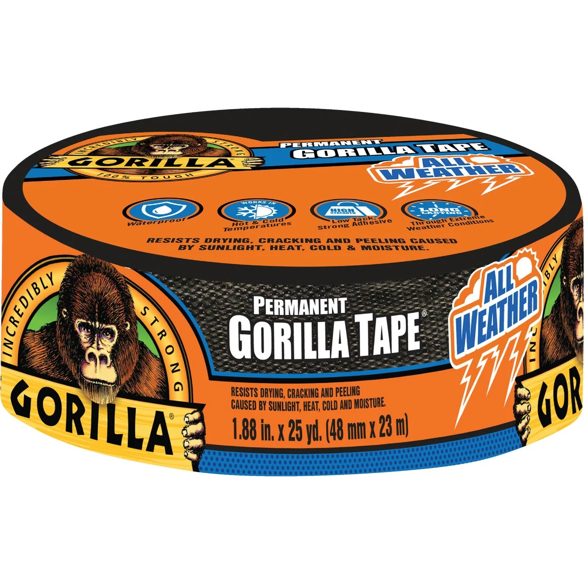 High-End Gorilla 1.88 In. x 25 Yd. All Weather Repair Tape Black Top-Quality