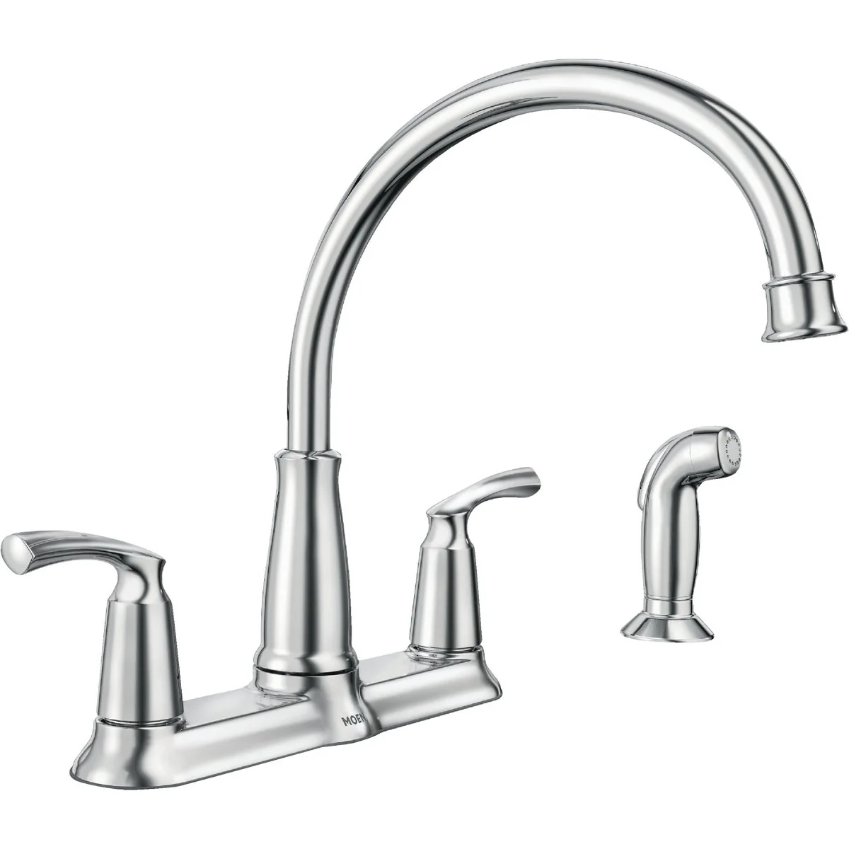Modern Moen Bexley Dual Handle Lever Kitchen Faucet with Side Spray Chrome Casual