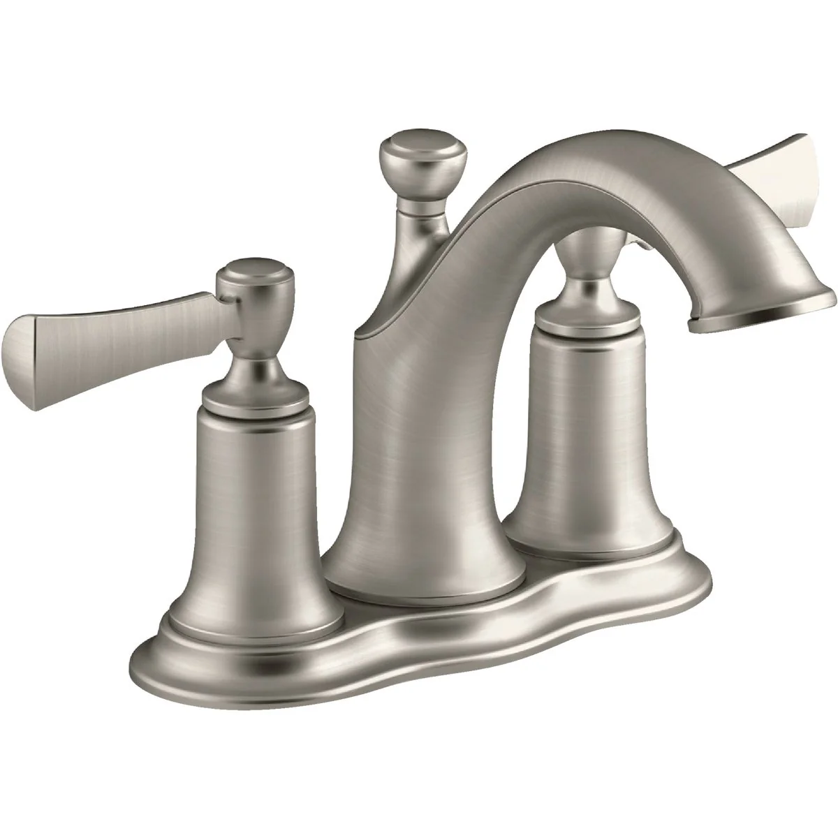First-Class Kohler Elliston Brushed Nickel 2-Handle Lever 4 In. Centerset Bathroom Faucet with Pop-Up Crafted