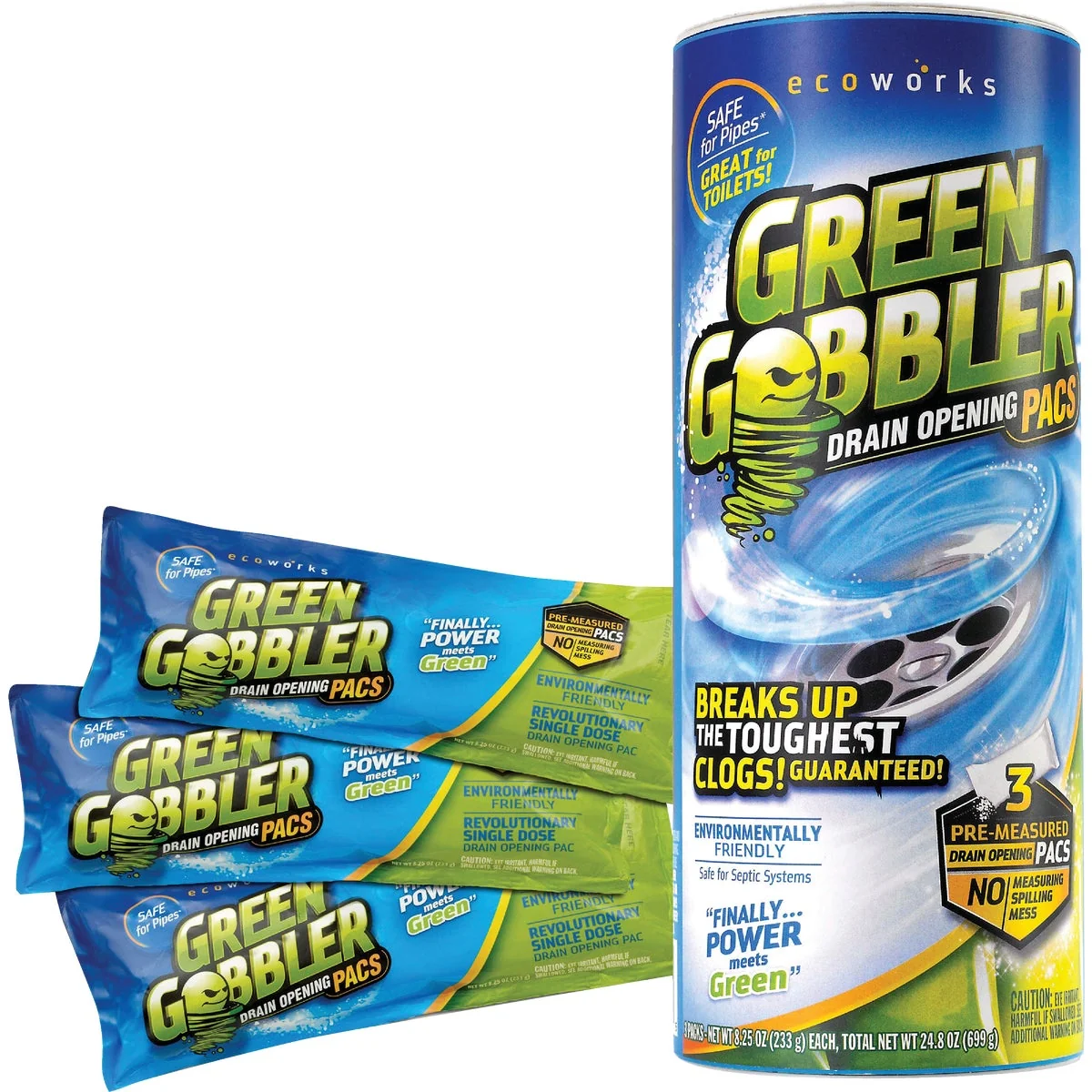 Modern Green Gobbler 8.25 Oz. Granular Pac Drain Opener 3-Pack Solid