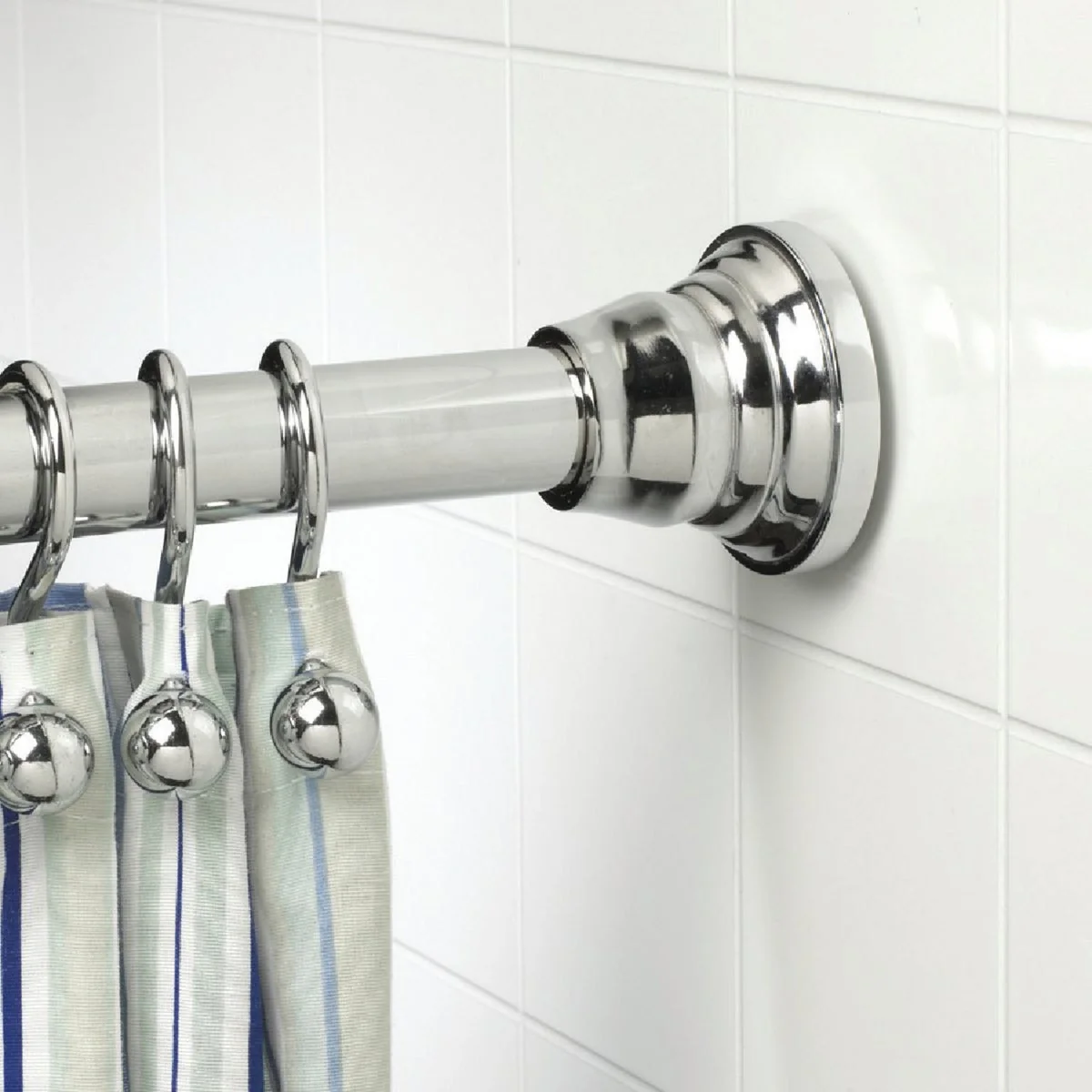 Responsible Zenith Zenna Home Straight 72 In. Adjustable Tension Finial Shower Rod in Chrome Casual