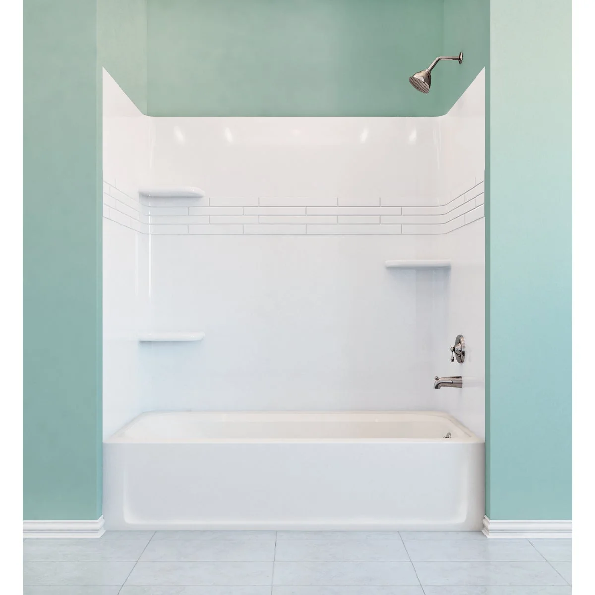 High-End Mustee Topaz 3-Piece 60 In. L. x 32 In. D. Bathtub Tub Wall Kit in White Classic