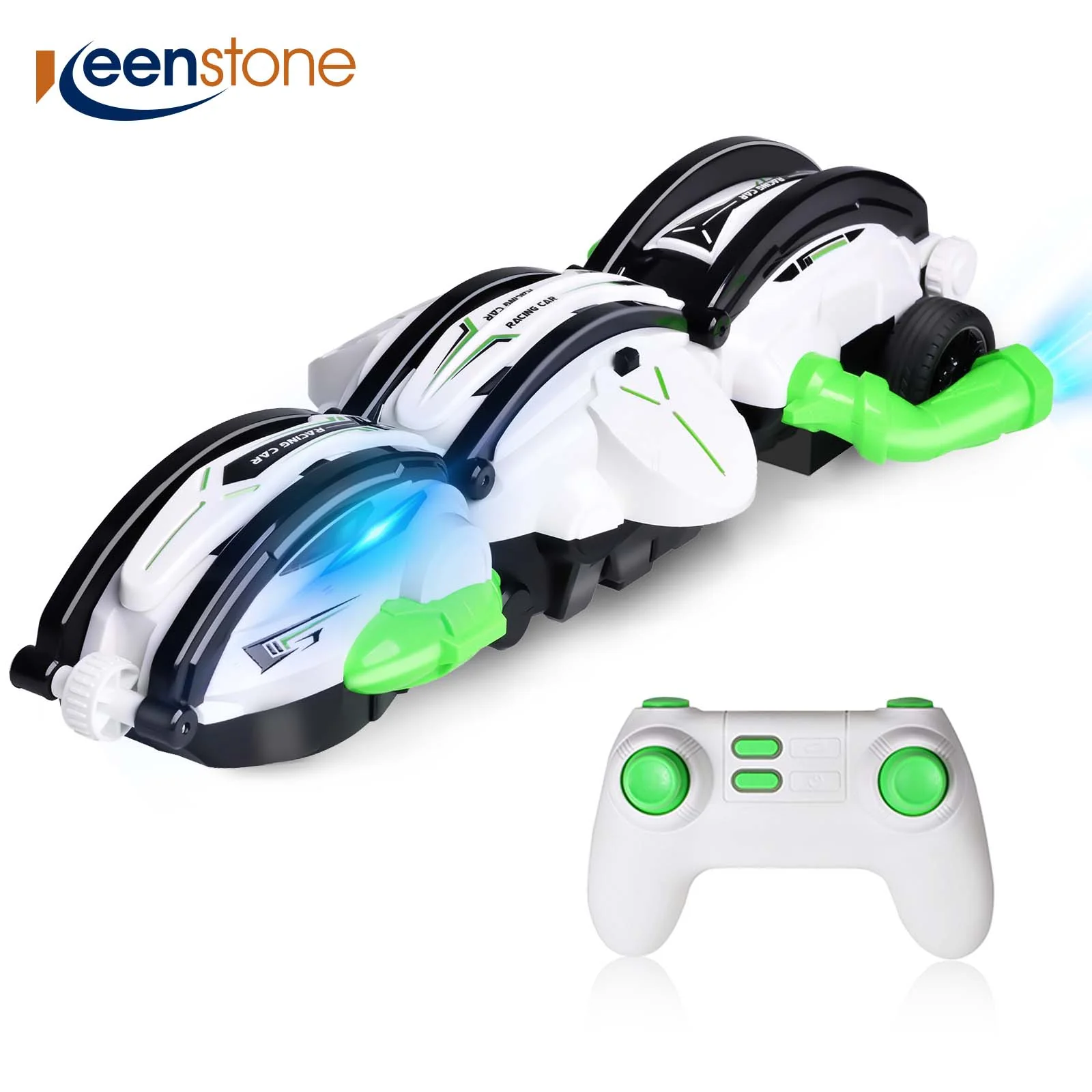 Premium Material Remote Control Snake Car，RC Stunt Snake 360° Roll Toys，Birthday Graduation for Boys Gifts Outdoor RC Fall Toys for 5 Teen Boys Green Casual