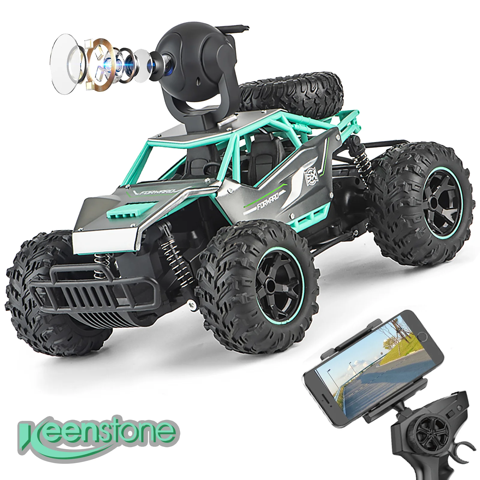 Luxury RC Car with 5G HD 1080P FPV Camera 2.4Ghz Remote Control Car 1 16 Scale High Speed Electric Carrier Vehicle Monster Trucks for Kids Adults Green