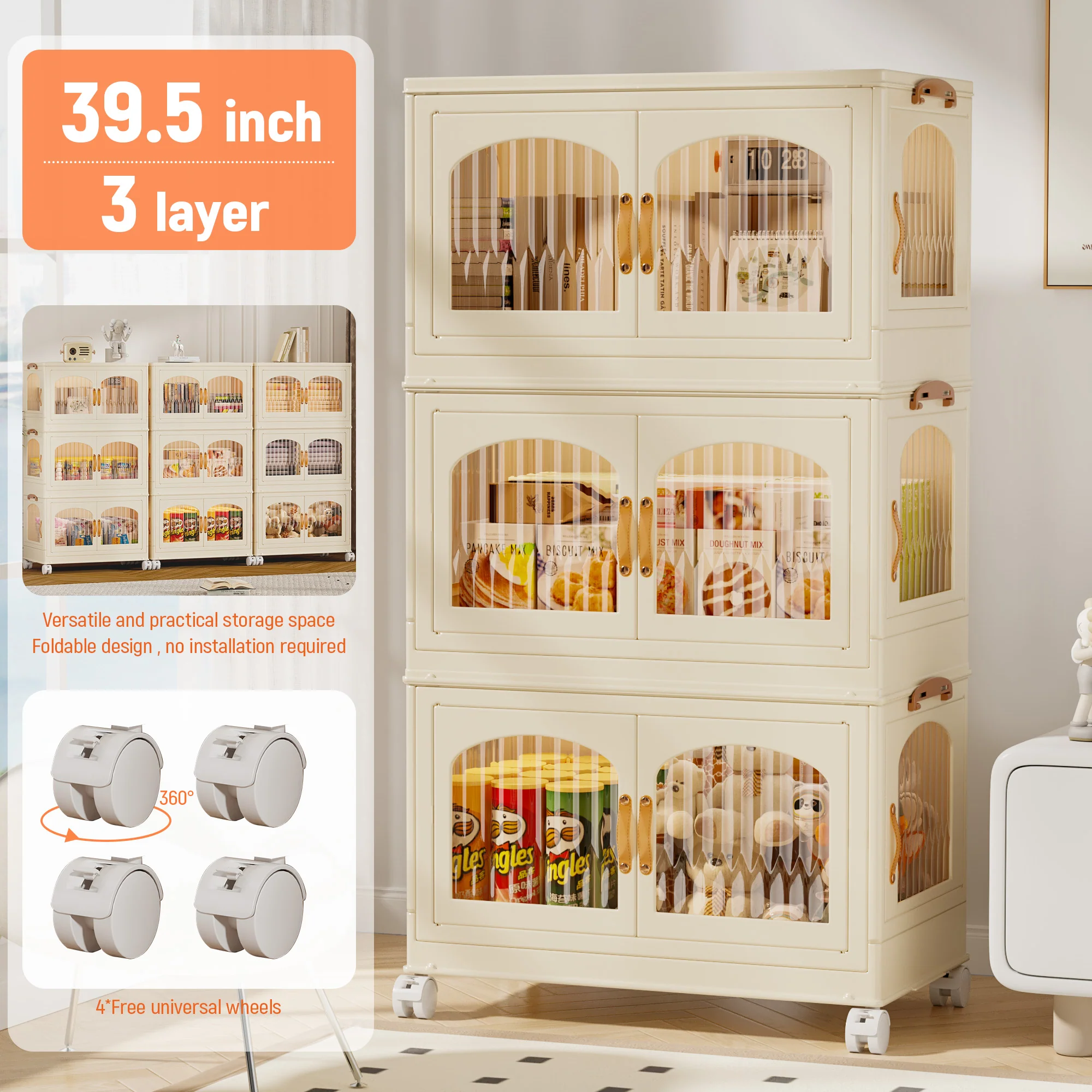 Reliable Behost 3 Pack 165QT Plastic Large Storage Bins with Lids Closet Organizers and Storage Stackable Storage Containers with Doors Wheels Beige Fashionable