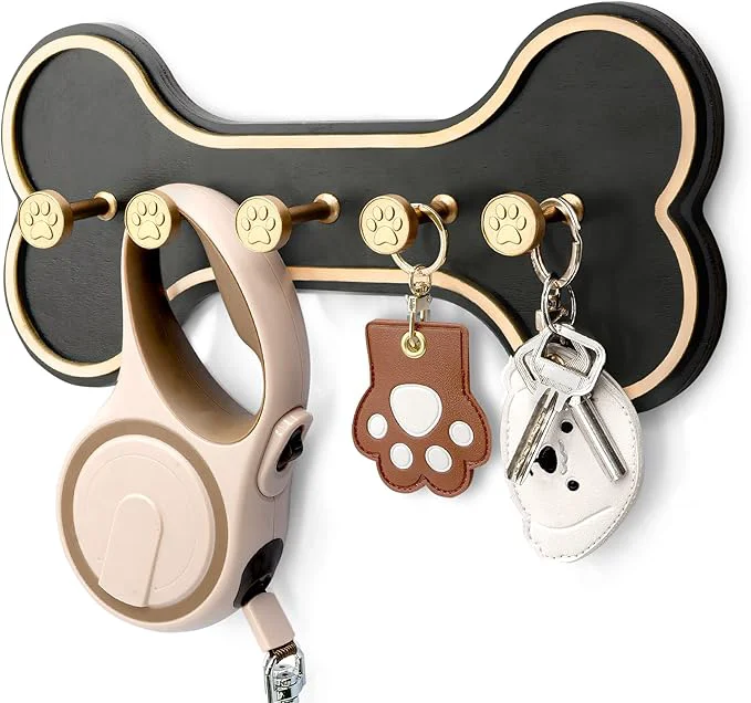 Exceptional MTERSN Key Holder for Wall - Decorative Key Hook Coat Rack Wall Mount with 5 Unique 3D Dog Paws Hooks Dog Leash Holder for Wall Hooks for Farmhouse Entryway Gift for Dogs Lovers Black About ThisOverview Artisan