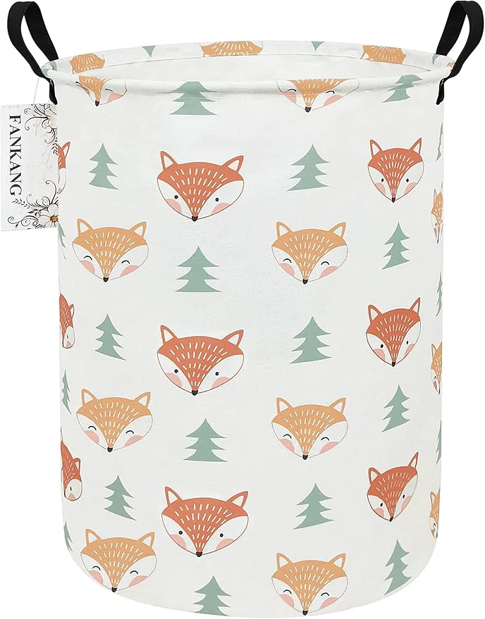 Relaxed FANKANG Storage Basket Nursery Hamper Canvas Laundry Basket Foldable with Waterproof PE Coating Large Storage Baskets for Kids Boys and Girls Office Bedroom Clothes Toys（Fox ）About ThisOverview Durable