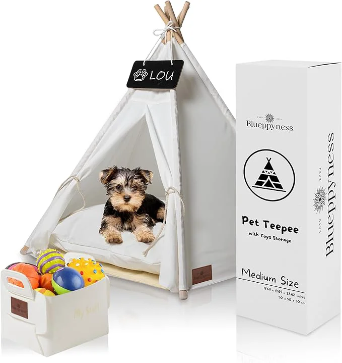 Quality Blueppyness Pet Teepee Tent with Storage Bag Small Dog Beds Medium Sized Dog Up to 20 lbs Cat Beds for Indoor Cats Cama para Perros Pequeños Bunny House Indoor Bed Bunny Casa para GatosAbout ThisOverview Comfortable