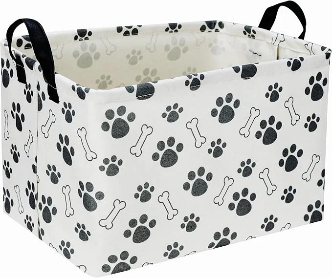 Healthy Rectangular Dog Basket Dog Toy Bin Dog Storage Basket Organizer.Waterproof PE Coating Puppy Storage Bin with Handles.Dog room decor Dog Toys Books Kid's Gifts basket. Dog Paw About ThisOverview Crafted