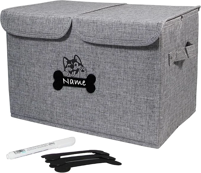 Official Geyecete Large Storage Boxes - Large Linen Fabric Foldable Storage Cubes Bin Box Containers with Lid and Handles Can be Personalized Snow Gray About ThisOverview Optimized