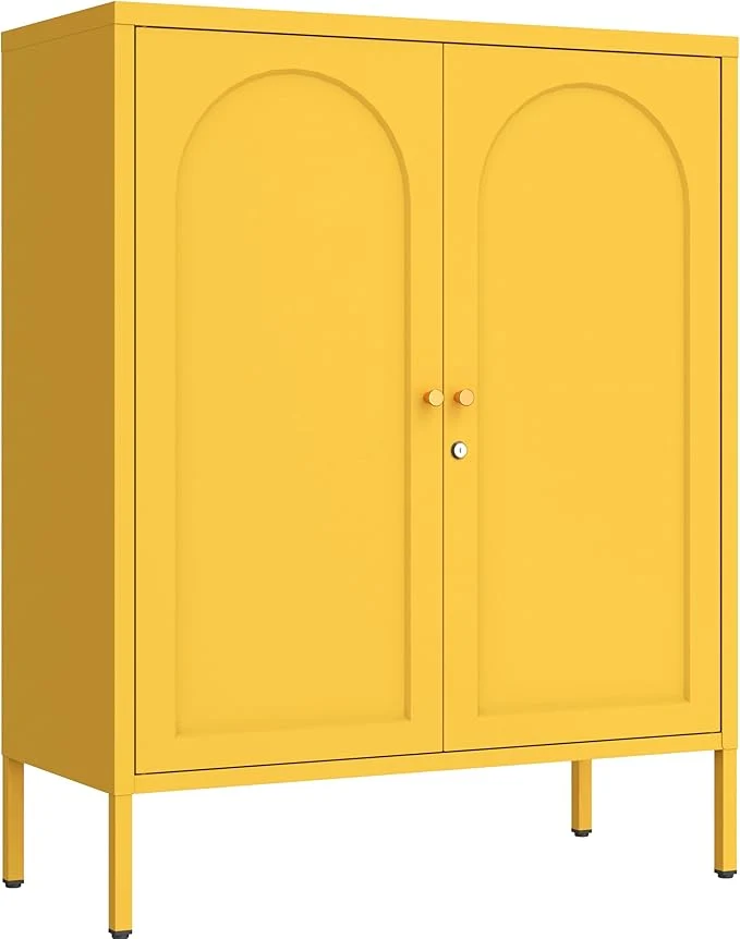 Quality Metal Storage Cabinet with Lock 2-Door Semi-Circular Steel Door 2 Adjustable Shelves Heavy Duty Secure Storage Unit for Home Office School Yellow 36 H X 31.5 W X 13.8 DAbout ThisOverview Trendy