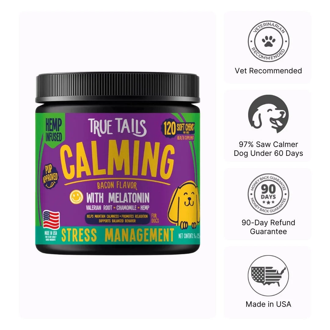 Organic Calming Support With Hemp For Dogs 9oz Jar 120 Count Certified