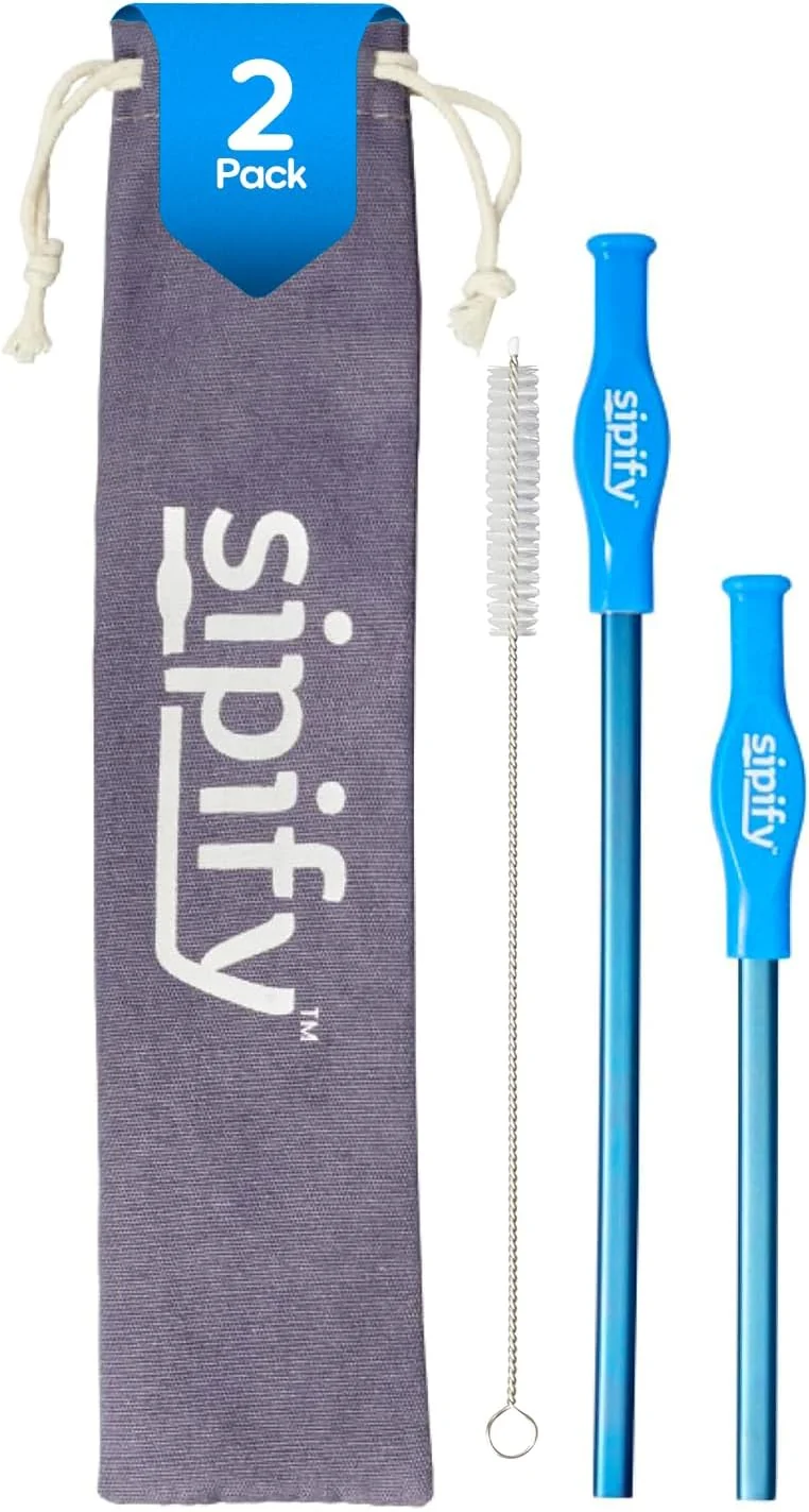 Environmentally Friendly Flow-Limiting Dysphagia Straw for Safe Drinking Adaptive Drinking Aids for Elderly Dysphagia Patients Reusable Stainless Steel Straw with Soft Silicone Tip Dishwasher Safe 2 Pack Next-Generation