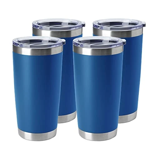 Elite 20oz Tumblers Stainless Steel Mugs with Lid Double Wall Vacuum Insulated Coffee Cups for Cold Hot Drinks 4 Count Fashionable