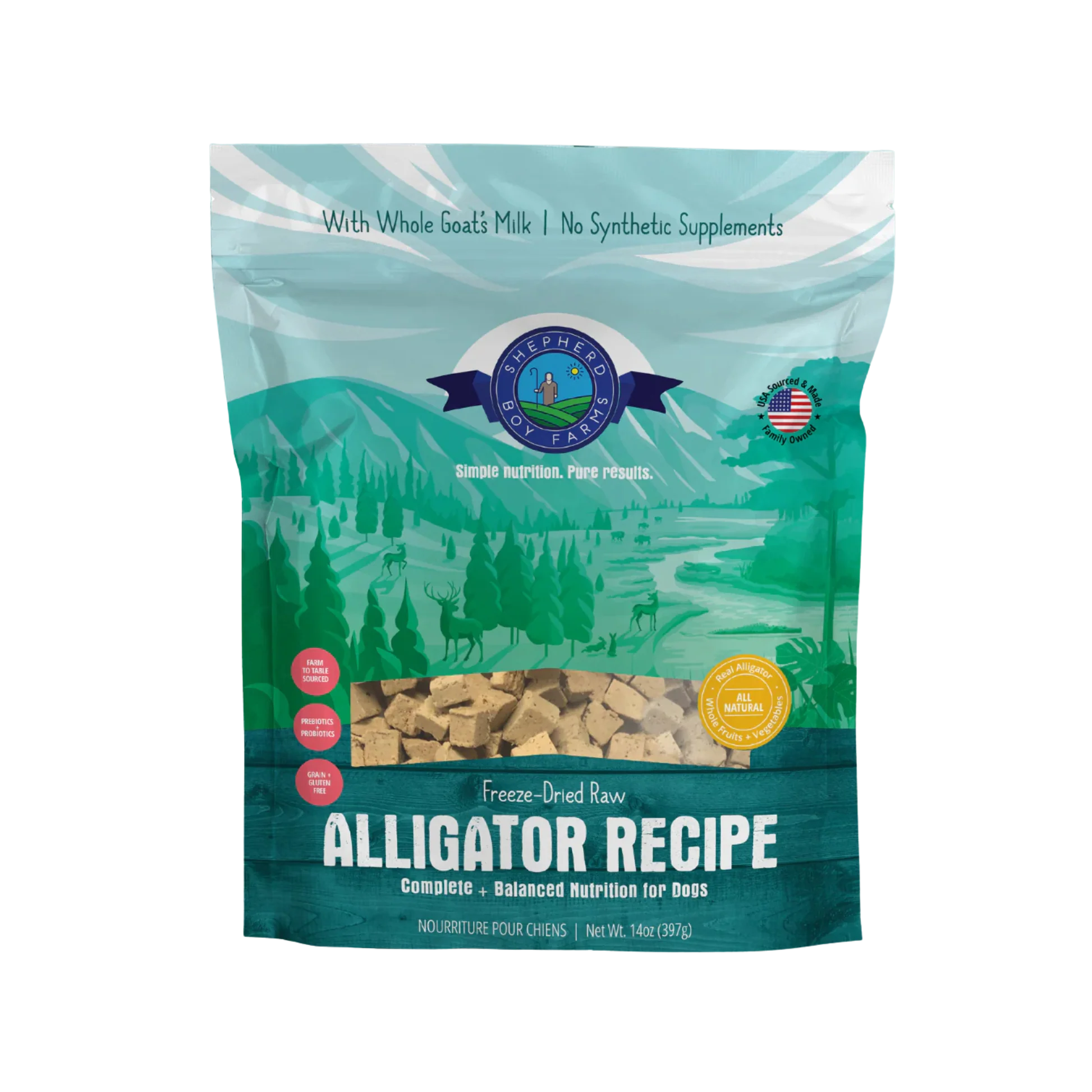 Original Design Shepherd Boy Farms ze-Dried Raw Alligator Recipe Dog Food Recyclable