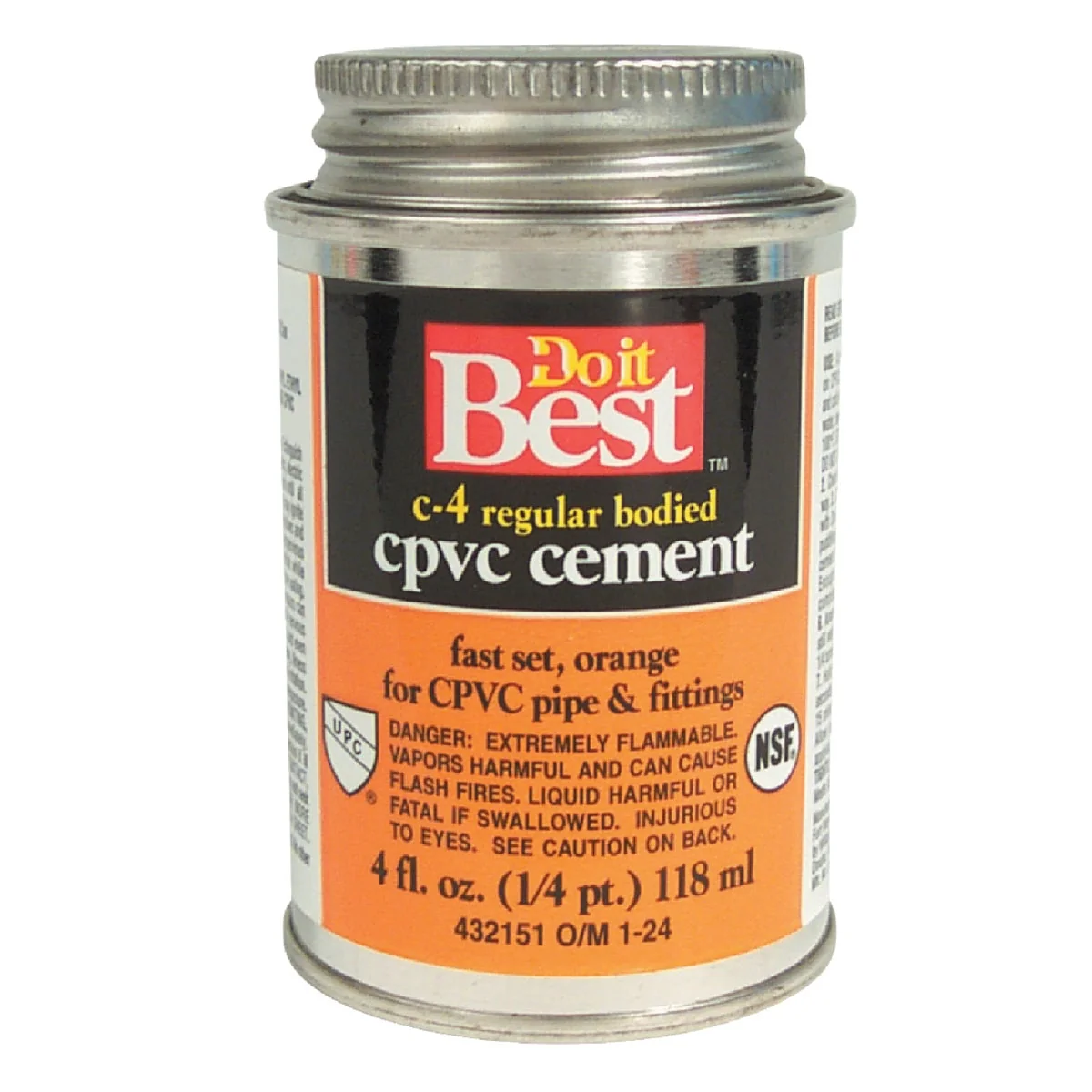 Convenient Do it 4 Oz. Regular Bodied Orange CPVC Cement Dependable