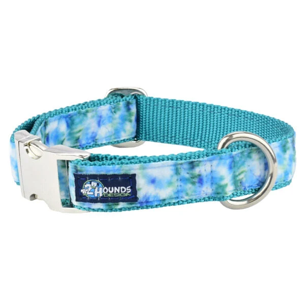 Safe Teal Tie-Dye Velvet Essential Martingale Dog Collar High-Performance