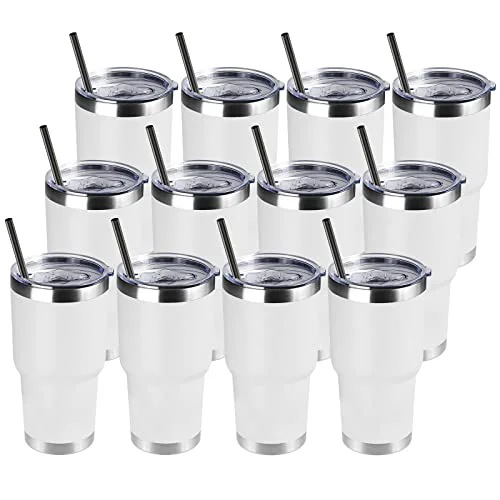 Sophisticated 30 oz Tumbler with Lid and Straw 12 Count Fine Crafted
