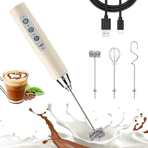 Top-Quality Beige Milk Frother Wand for Coffee Casual