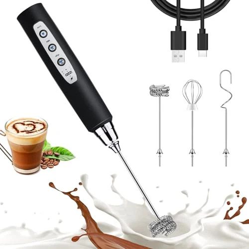User-Friendly Black Milk Frother Wand for Coffee Comfortable