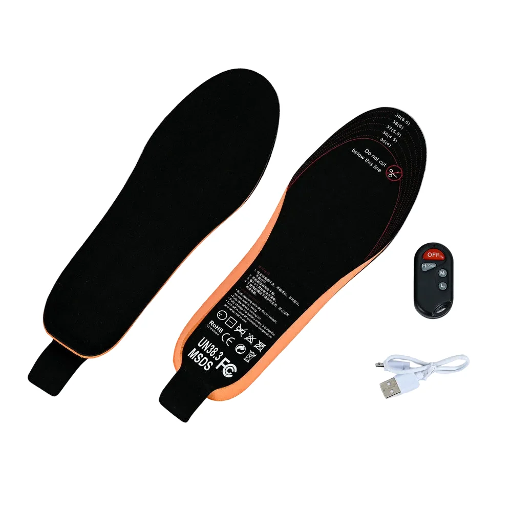 Natural USB Rechargeable Heated Shoe Insoles with Remote Control 3.7V 2100mAh Comfortable