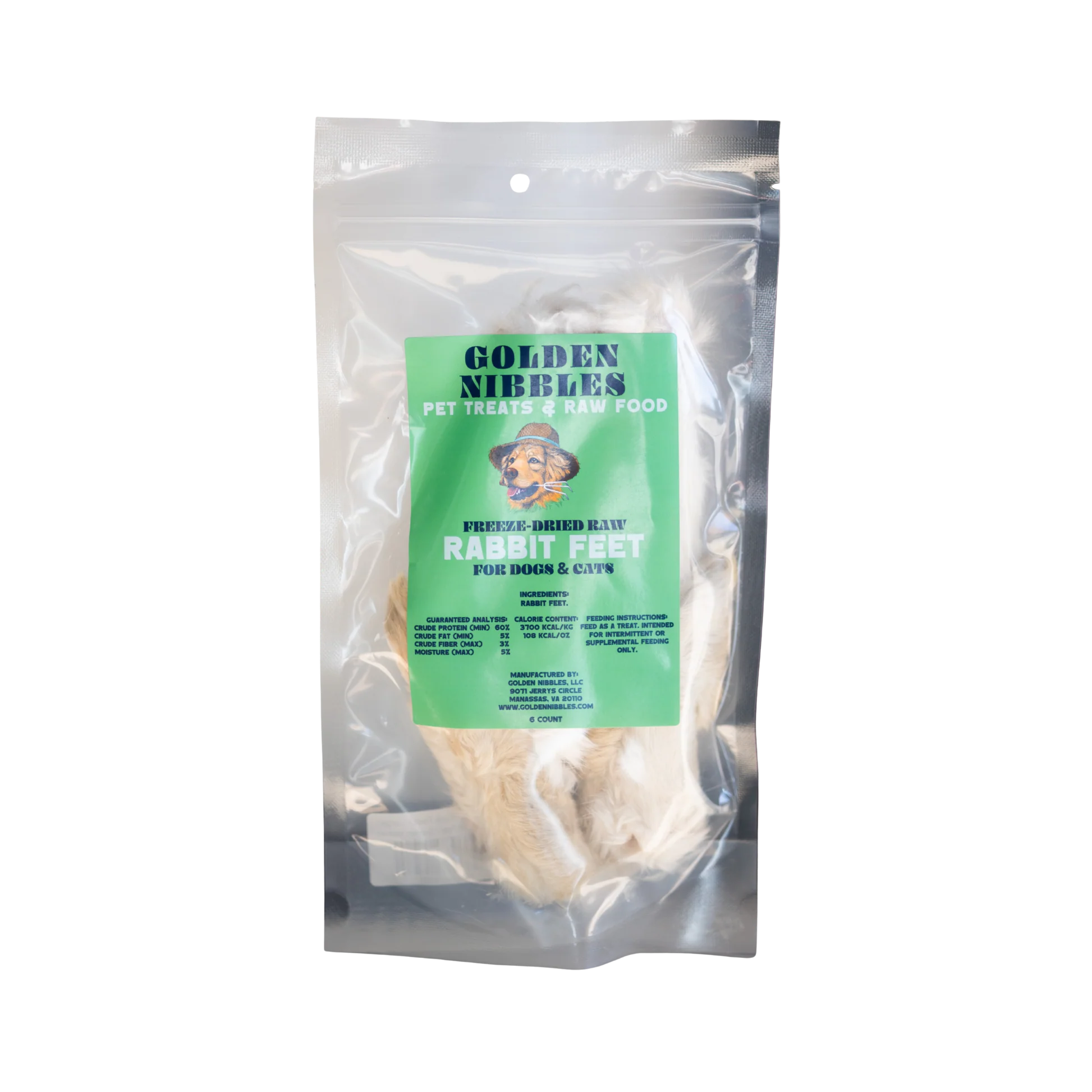 Practical Golden Nibbles ze-Dried Raw Rabbit Feet Soft