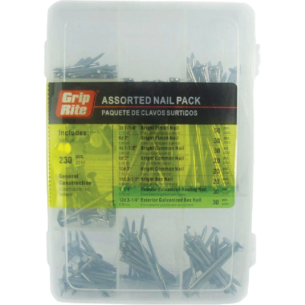 Specialty Grip-Rite Steel Nail Assortment Kit 230 Pcs. Exceptional