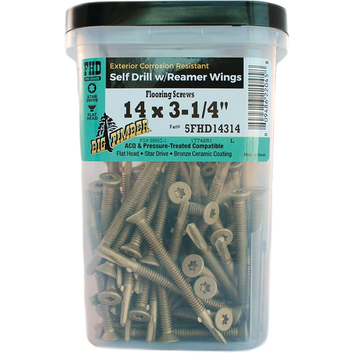 Organic Big Timber 14 x 3-1 4 In. Flat Head Self-Drilling Bronze Reamer Screw 150 Ct. 5 Lb. Durable