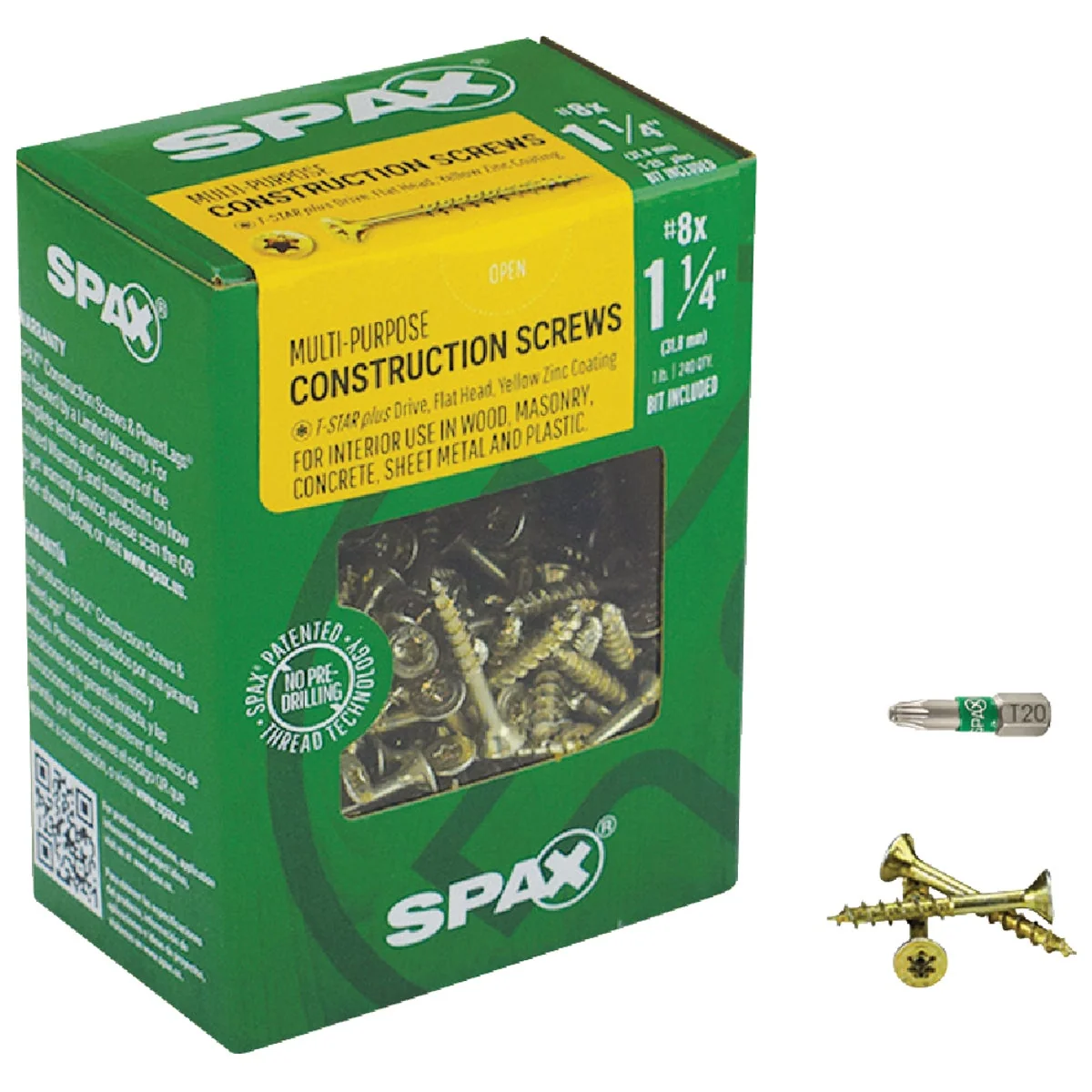 Consistent Spax 8 x 1-1 4 In. Flat Head Interior Multi-Material Construction Screw 1 Lb. Box Practical