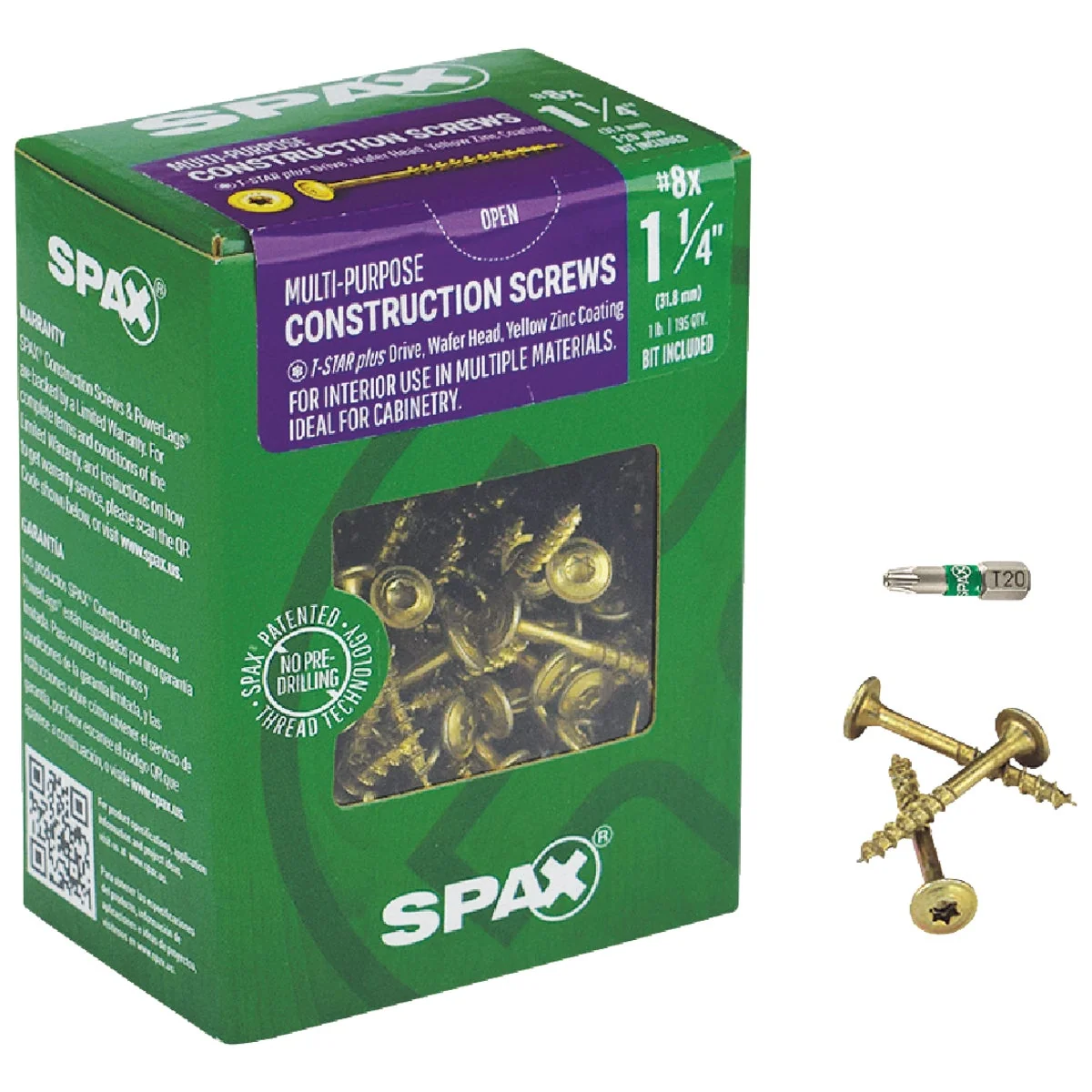 Pure Spax 8 x 1-1 4 In. Washer Head Interior Multi-Material Construction Screw 1 Lb. Box Sustainable