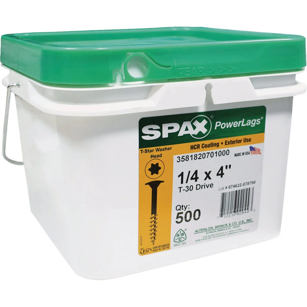 Natural Spax PowerLags 1 4 In. x 4 In. Washer Head Exterior Structure Screw 500 Ct. Certified
