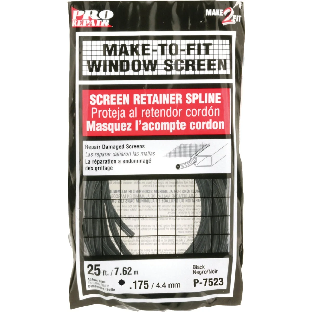 Optimized Prime-Line 0.175 In. Dia. x 25 Ft. L. Black Vinyl Screen Retainer Spline Exceptional