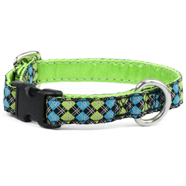 Official 5 8″ Argyle Turquoise and Green Martingale Dog Collar Responsible