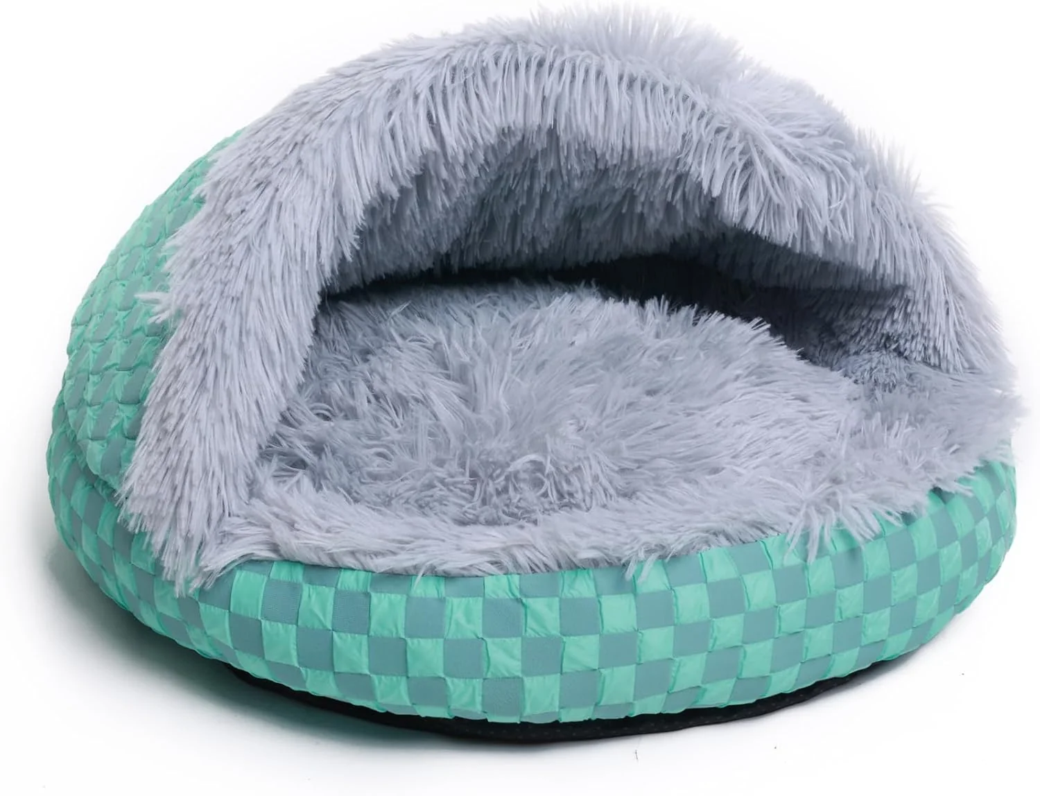 Professional Cat Bed Hooded Plush Nest with Self-Warming Cozy Cave Calming Anti-Anxiety Pet Bed for Indoor Cats Small Dogs Removable Washable Cover Waterproof Bottom - Gray Secure