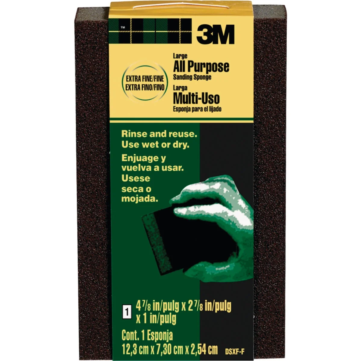 Refined 3M Large All-Purpose 2-7 8 In. x 4-7 8 In. x 1 In. Extra Fine Fine Sanding Sponge High-Grade
