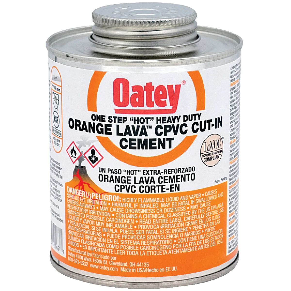 Smooth Oatey 16 Oz. Orange Lava One-Stop Hot Heavy-Duty CPVC Cement High-Grade