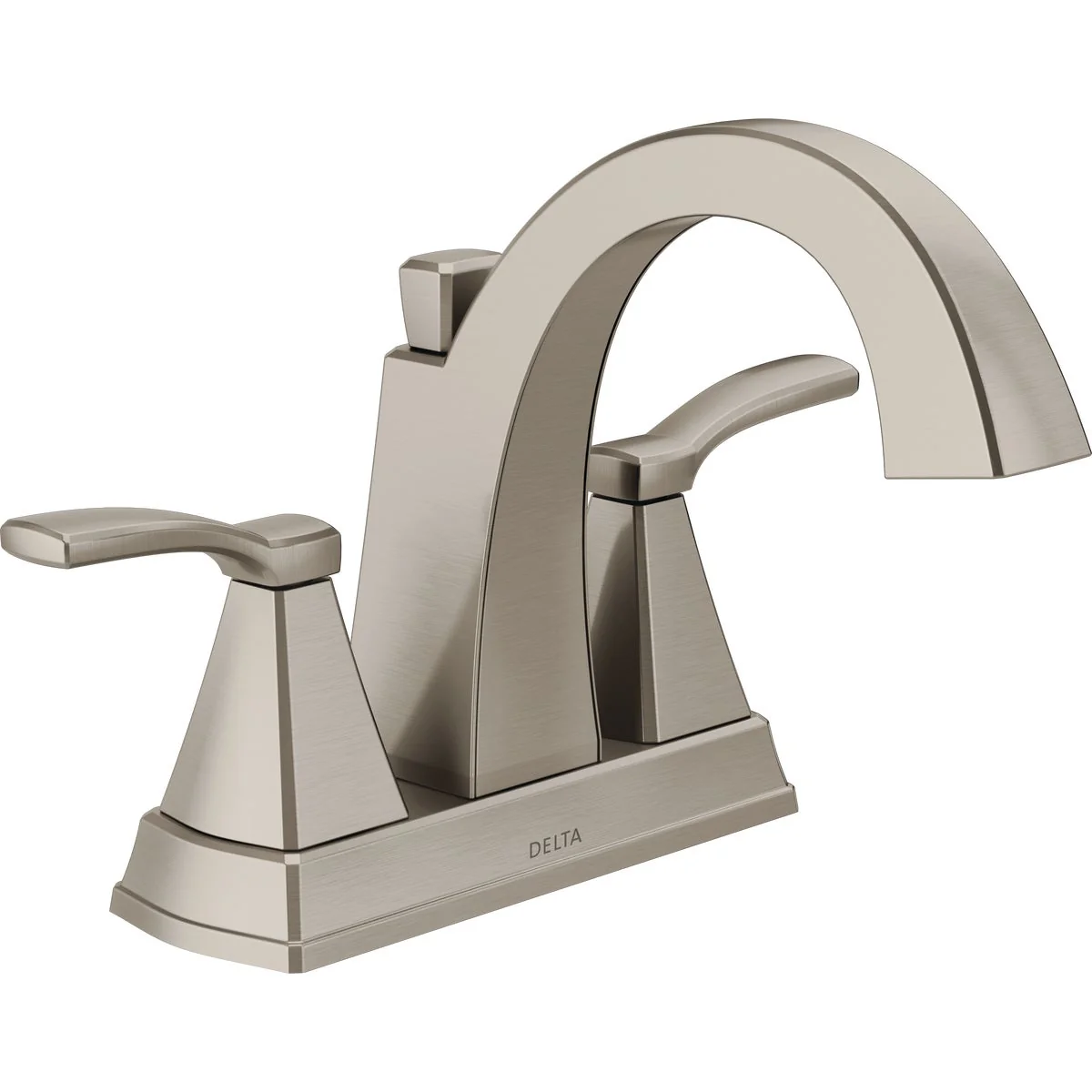 Professional Delta Flynn Stainless 2-Handle Lever 4 In. Centerset Bathroom Faucet with Pop-Up Organic