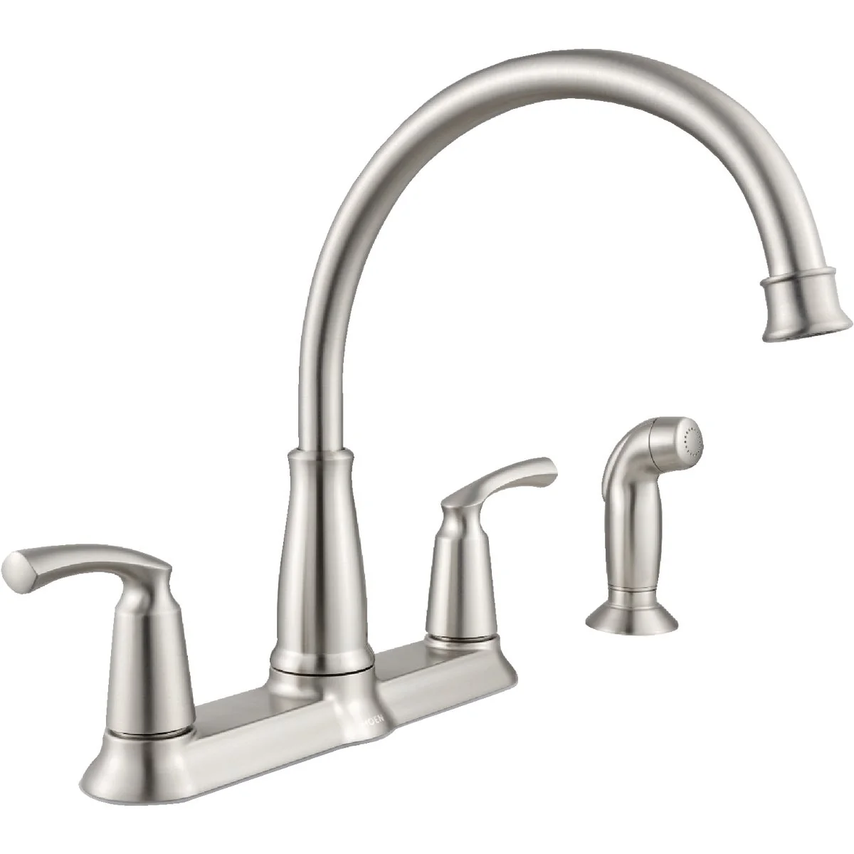 Durable Moen Bexley Dual Handle Lever Kitchen Faucet with Side Spray Stainless Reusable