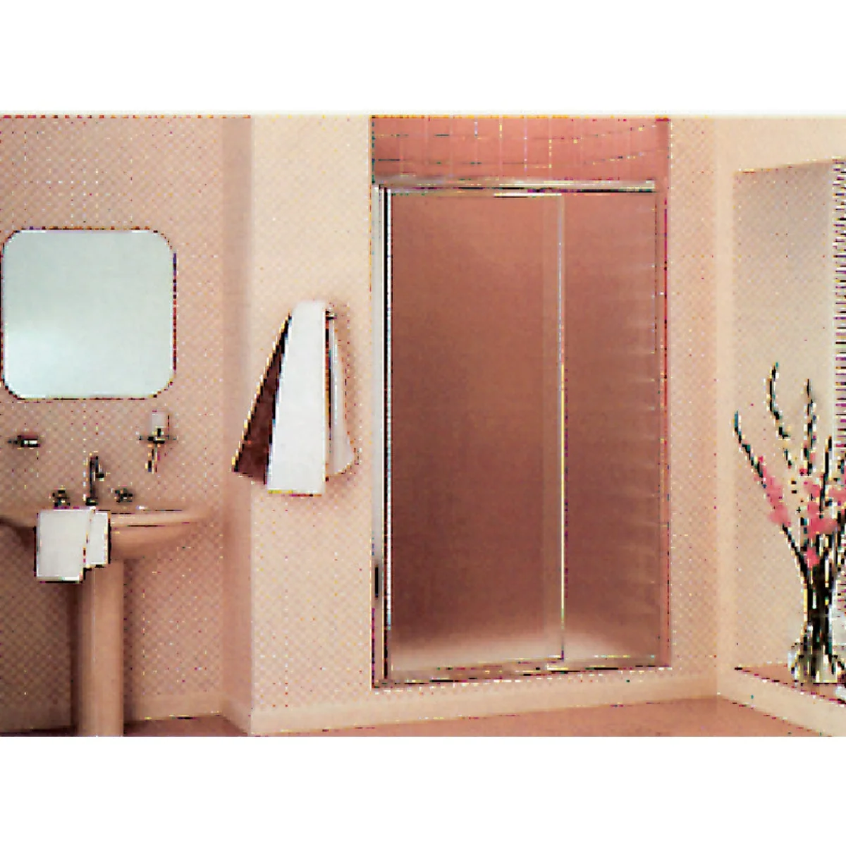 Modern Sterling Vista Pivot II 36 In. W. X 65-1 2 In. H. Chrome Pebbled Glass Shower Door Eco-Friendly