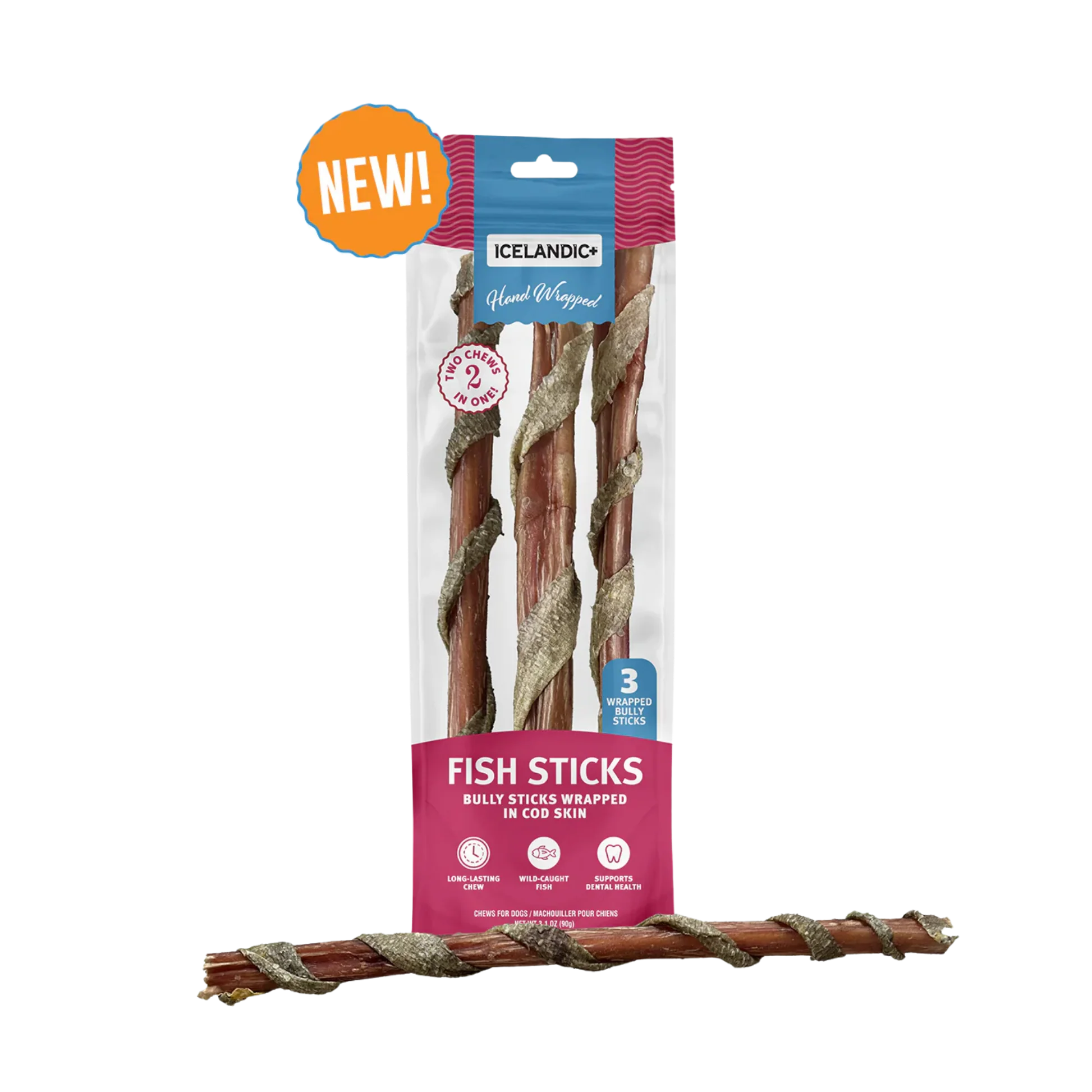 High-Quality Icelandic Fish Sticks Cod Wrapped Bully Sticks for Dogs Long-Lasting