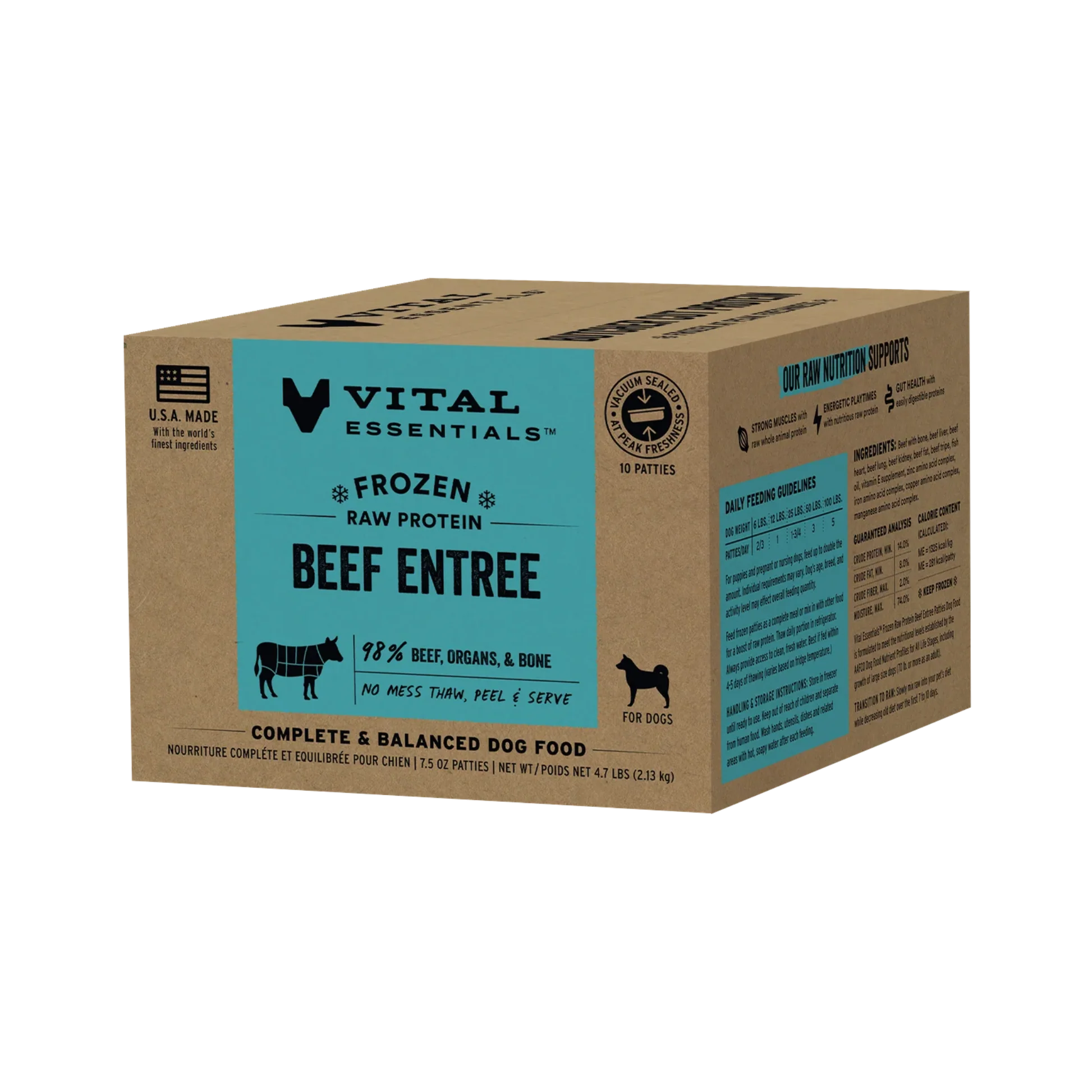 Proven Vital Essentials Frozen Raw Beef Entree Bulk Box Enhanced