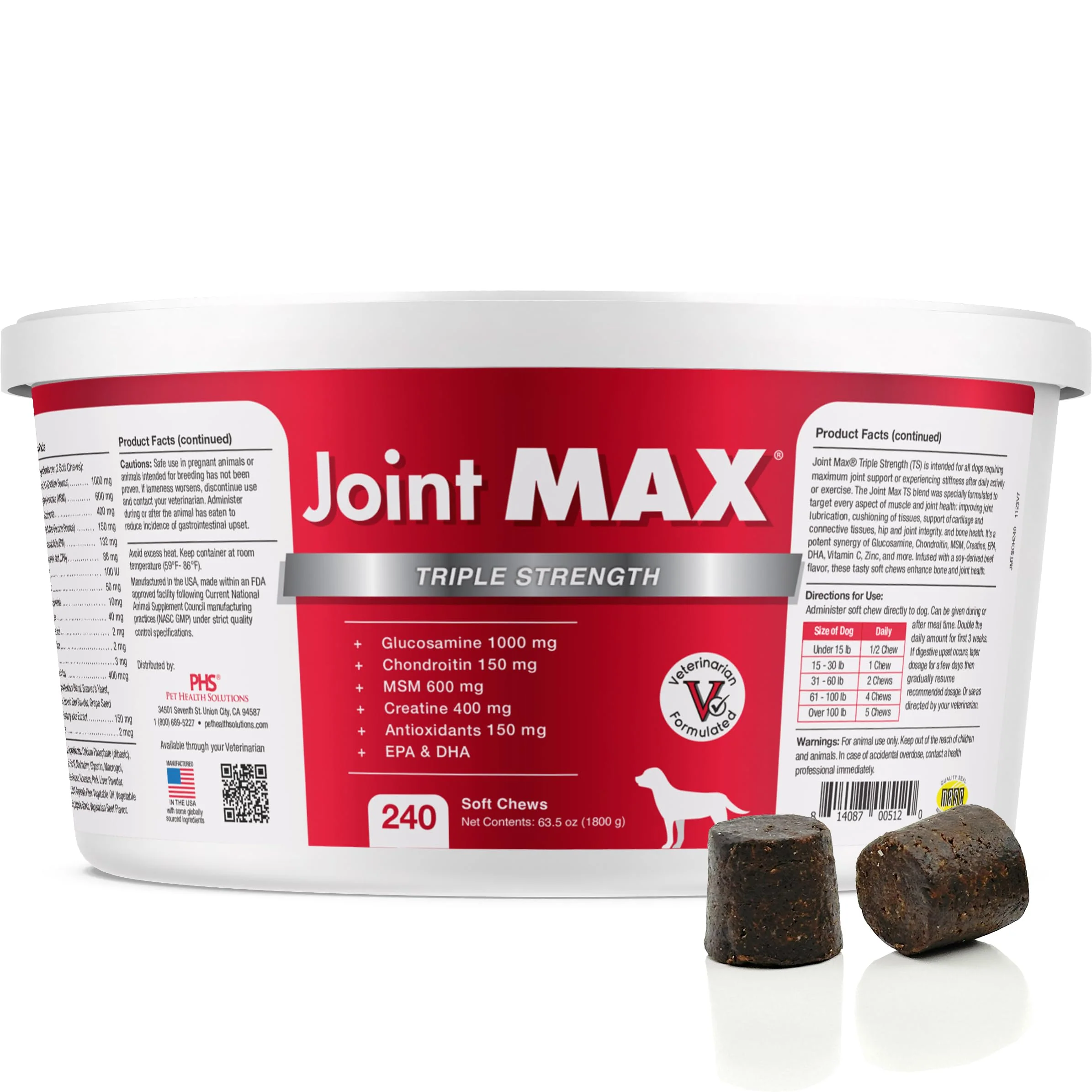 Exclusive Joint MAX TS Vet-Formulated Joint Supplement for Dogs – 240 Soft Chews Dependable